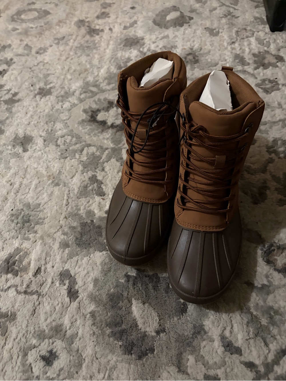 Men's Brown Duck-Style Lace-Up Winter Boots
